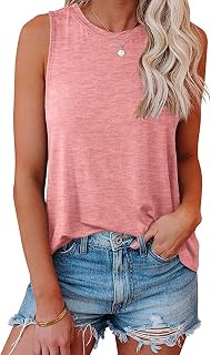 Womens Casual Vest Tops Loose Fit Flowy Summer Sleeveless Tshirts