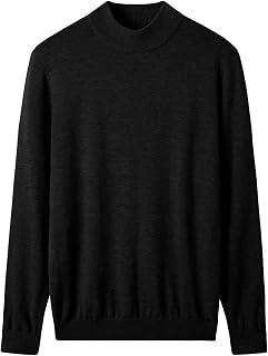 Mock Neck Sweater Winter Men's Warm Merino Pure Wool Knitted