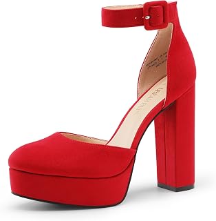 DREAM PAIRS Women's Platform Chunky Round Toe Heels