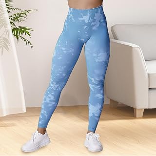 Women's High Waist Cloud Tie Dye Yoga Pants Stretch Leggings for Fitness and Casual Wear