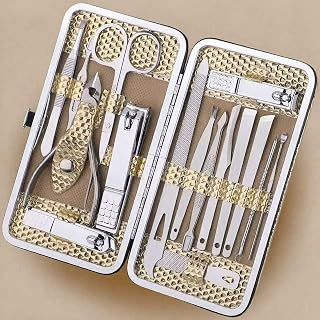 16pcs Nail Clippers Kit, Ultra Sharp Sturdy Fingernail Cutters,Golden