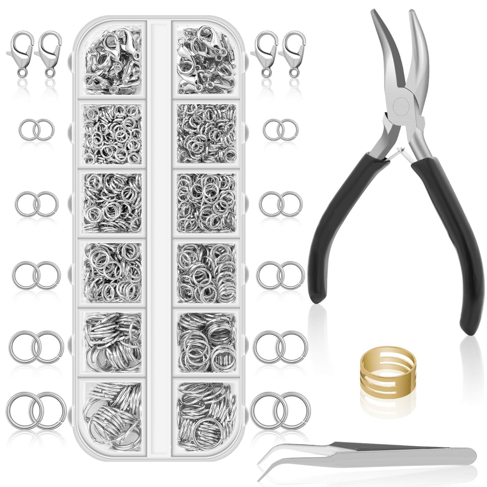 Anezus 1200PCS Jump Rings for Jewelry Making Kit, Jump Rings and Necklace Clasps