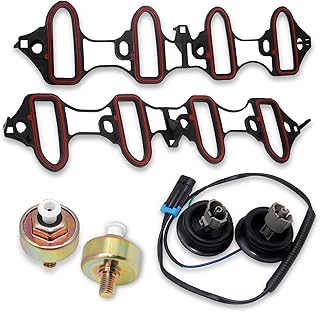 Dual Knock Sensor Kit with Wiring Harness &amp; Intake Manifold Gasket,for Chevy Silverado Avalanche Tahoe, GMC Sierra Yukon, Cadillac Hummer &amp; More Models Replace 12601822 213-3521 89060413