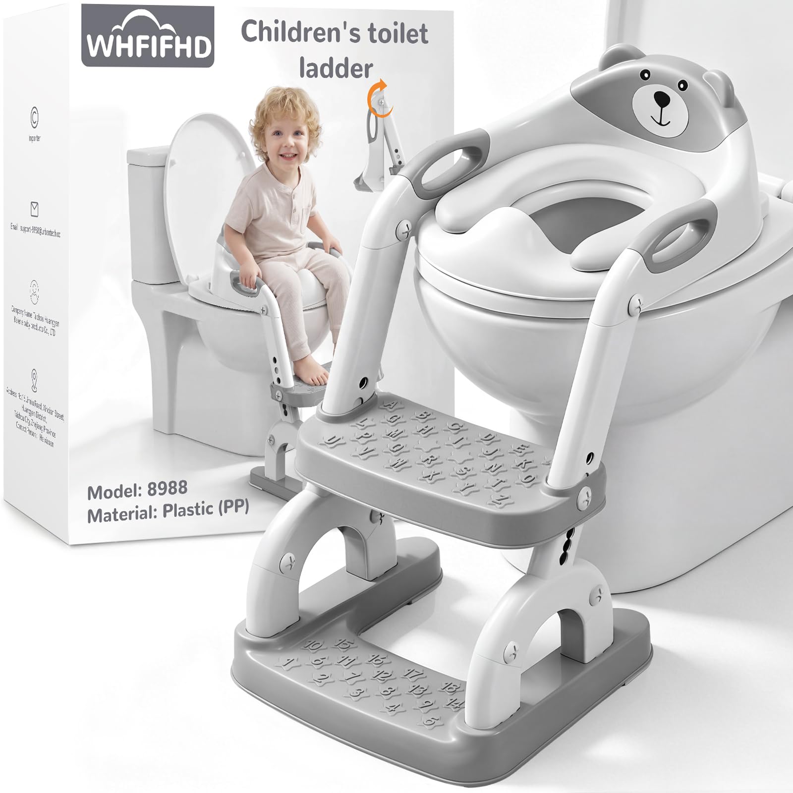 WHFIFHD Potty Training Toilet with Step Stool: 2-in-1 8 Heights for Toddler | Po