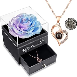 Yamonic Preserved Real Rose, Eternal Rose for Valentine's Day, Mother's Day, Wedding Anniversary, Birthday Gift for Her,Blue-Purple