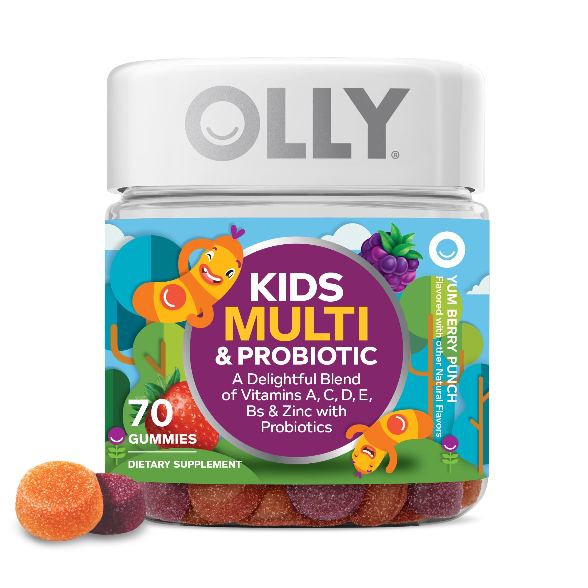 OLLY Kids Multivitamin & Probiotic Gummy, Digestive Support - 70 Count | Kids Su