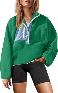 Yanekop Womens Fleece Pullover Jacket Sherpa Sweatshirt with Pockets