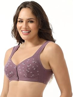 Daisy Bras for Women, Front Snap Closure Padded Bra for Older Senior Women, No Underwire Comfortable Bra