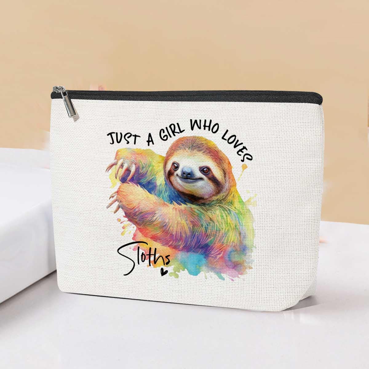 Dog Mom Gift Makeup Bag, Cute Sloth Woman Gift Cosmetic Bag, Travel Organizer Zi