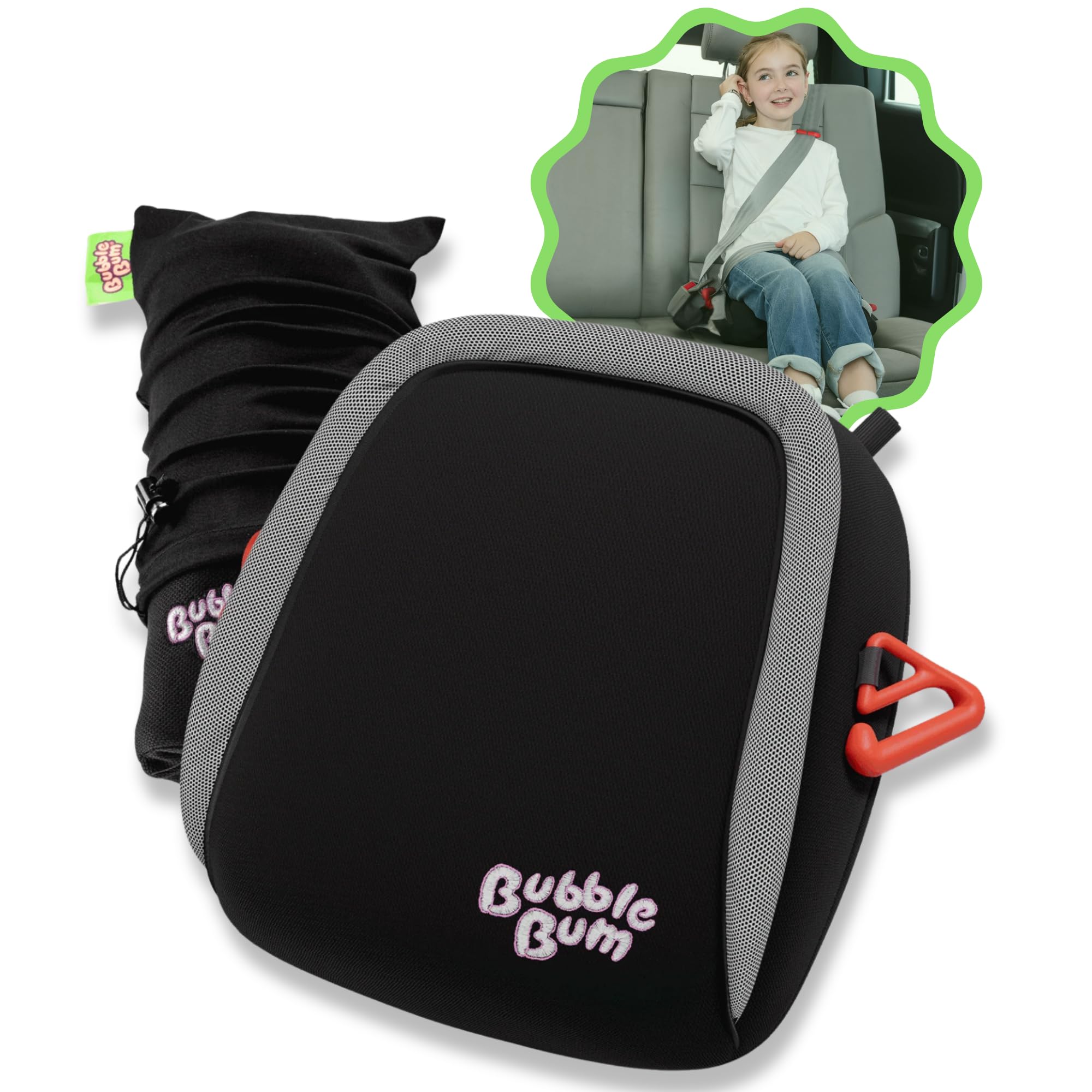 BubbleBum Inflatable Travel Booster Car Seat, Narrow Backless, 40-110 lbs | Back