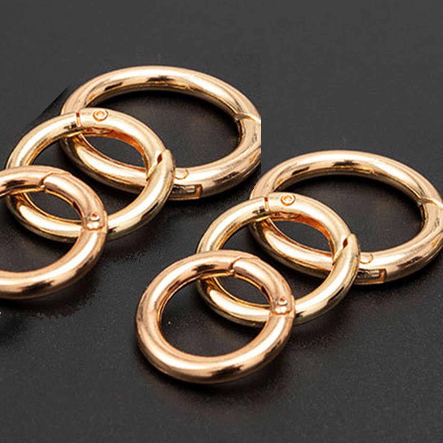 10Pcs Round Metal Carabiner DIY Spring Buckles Jewelry Key Chain Bag Keychain La