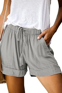 HVEPUO Women Casual Summer Shorts Elastic High Waisted Drawstring Shorts