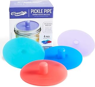 Masontops Pickle Pipes - Airlock Fermentation Lids - Fermentation Kit For Wide Mouth Mason Jar Sauerkraut & Pickle Kit - Fermentation Jar Not Included