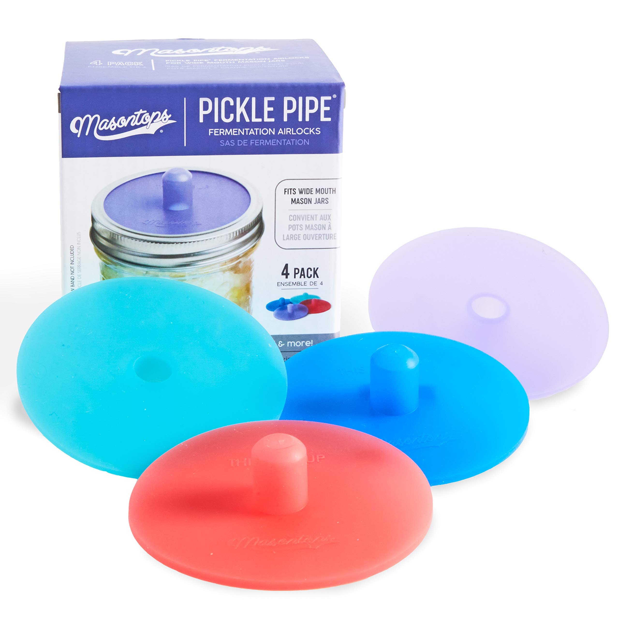 Masontops Pickle Pipes - Airlock Fermentation Lids - Fermentation Kit For Wide M