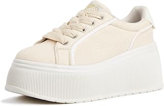 LUCKY STEP Women's Fashion Platform Sneakers | Classic Canvas Wedge Shoes Casual Low Retro Walking Shoes