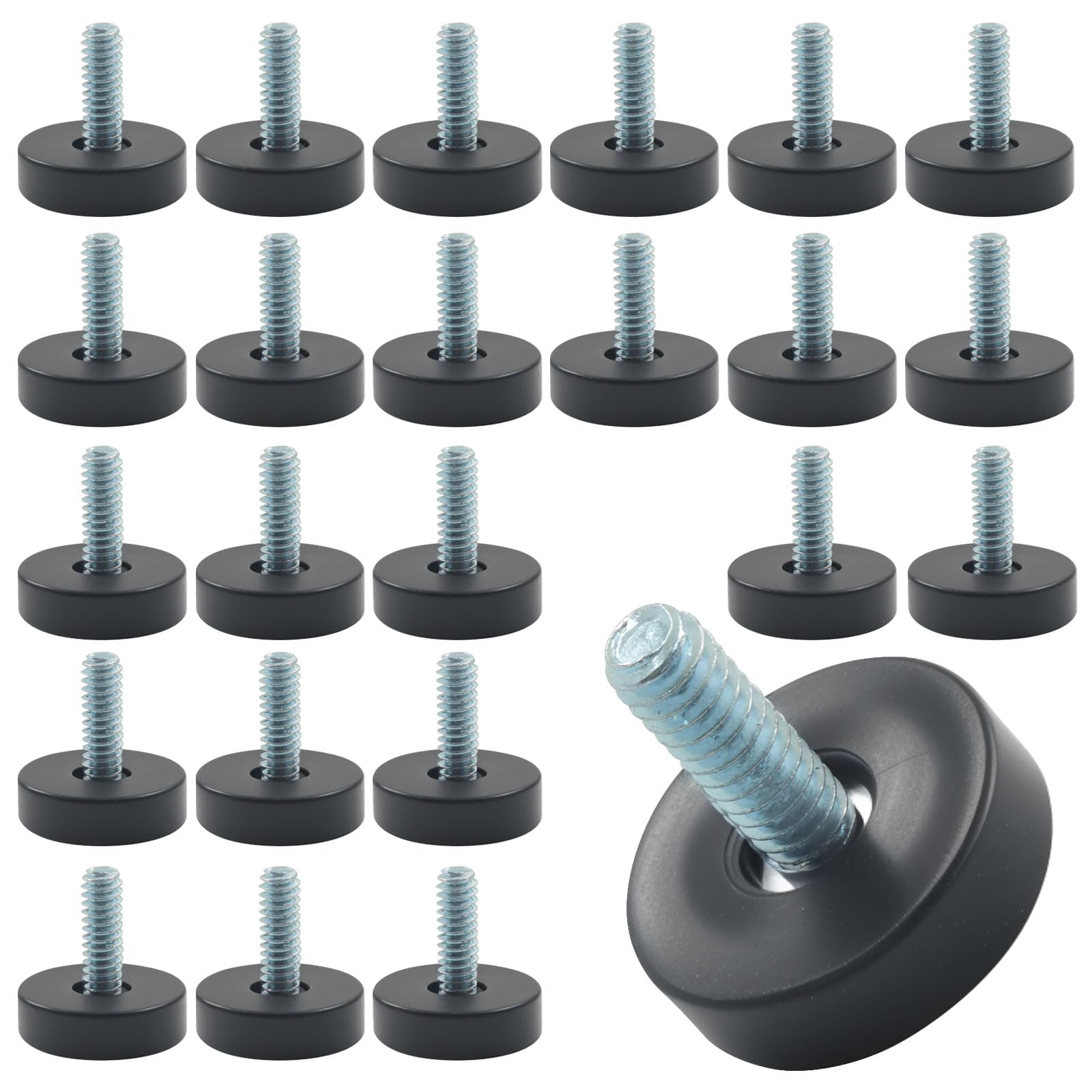 Bonsicoky 1/4"-20 Threaded Furniture Levelers, 24 Pack | Adjustable Feet with T-