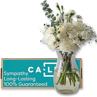 Callia Flowers - White & Green Fresh Flower Bouquet - (Standard) Hand-Tied Fresh Cut with Vase, Fresh Flowers Delivery for Birthday, Sympathy, Get Well, Floral Arrangements with Local Delivery