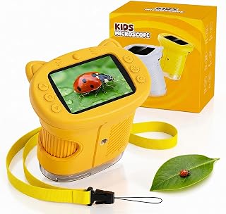 OAEBLLE Kids Microscope, 4K 1000X Zoom, 2.4" Screen, STEM Toy for Ages 4-8 | Digital Microscope with Photo & Video Recording, 8 LED, USB Rechargeable, No Slides Needed, Birthday Gift for Boys Girls 4-12
