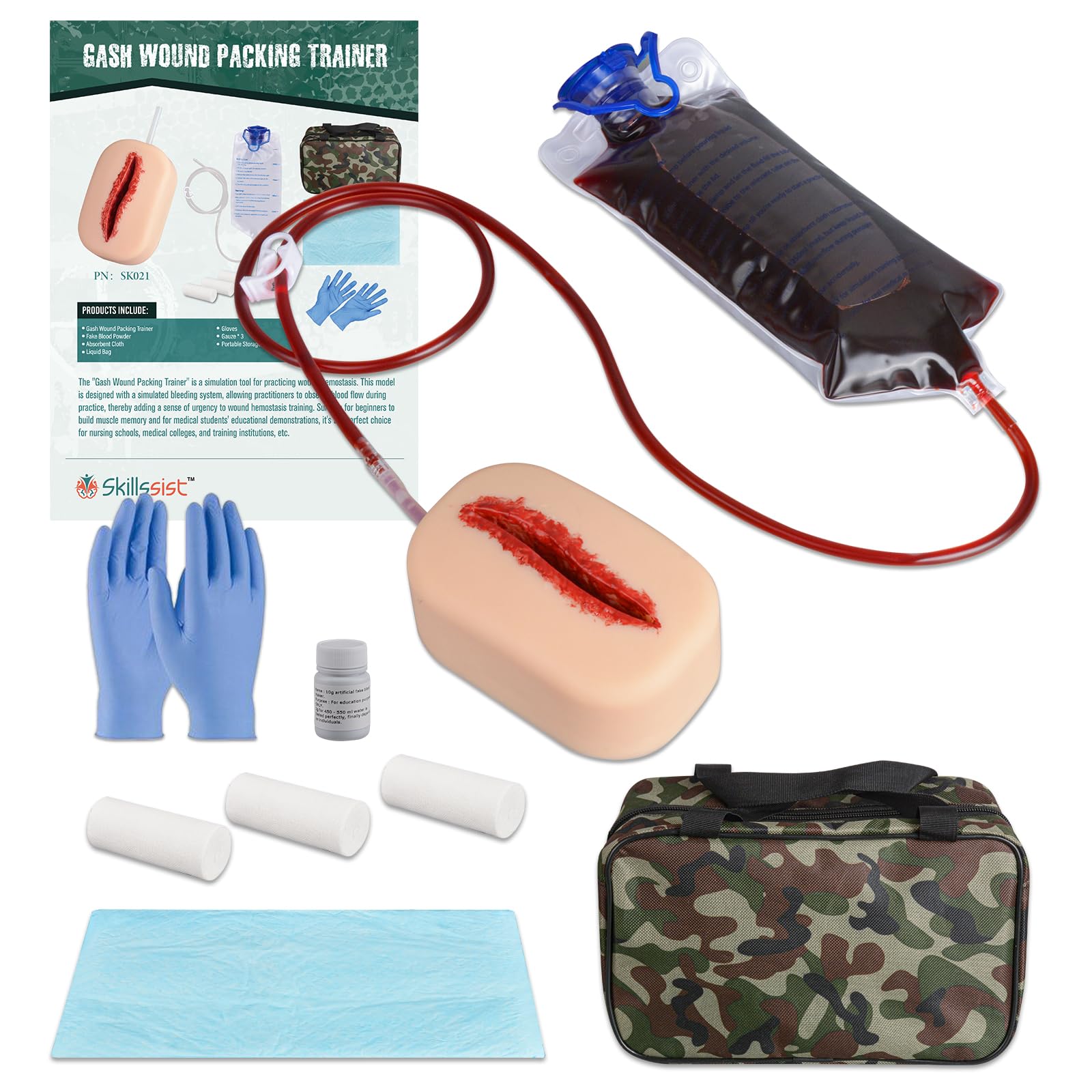 Skillssist Laceration Wound Packing Task Training Kit to Bleed Control for Medic