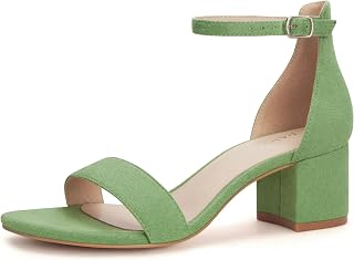 PARTY Womens Open Toe Ankle Strap Low Block Solid Heels Sandals