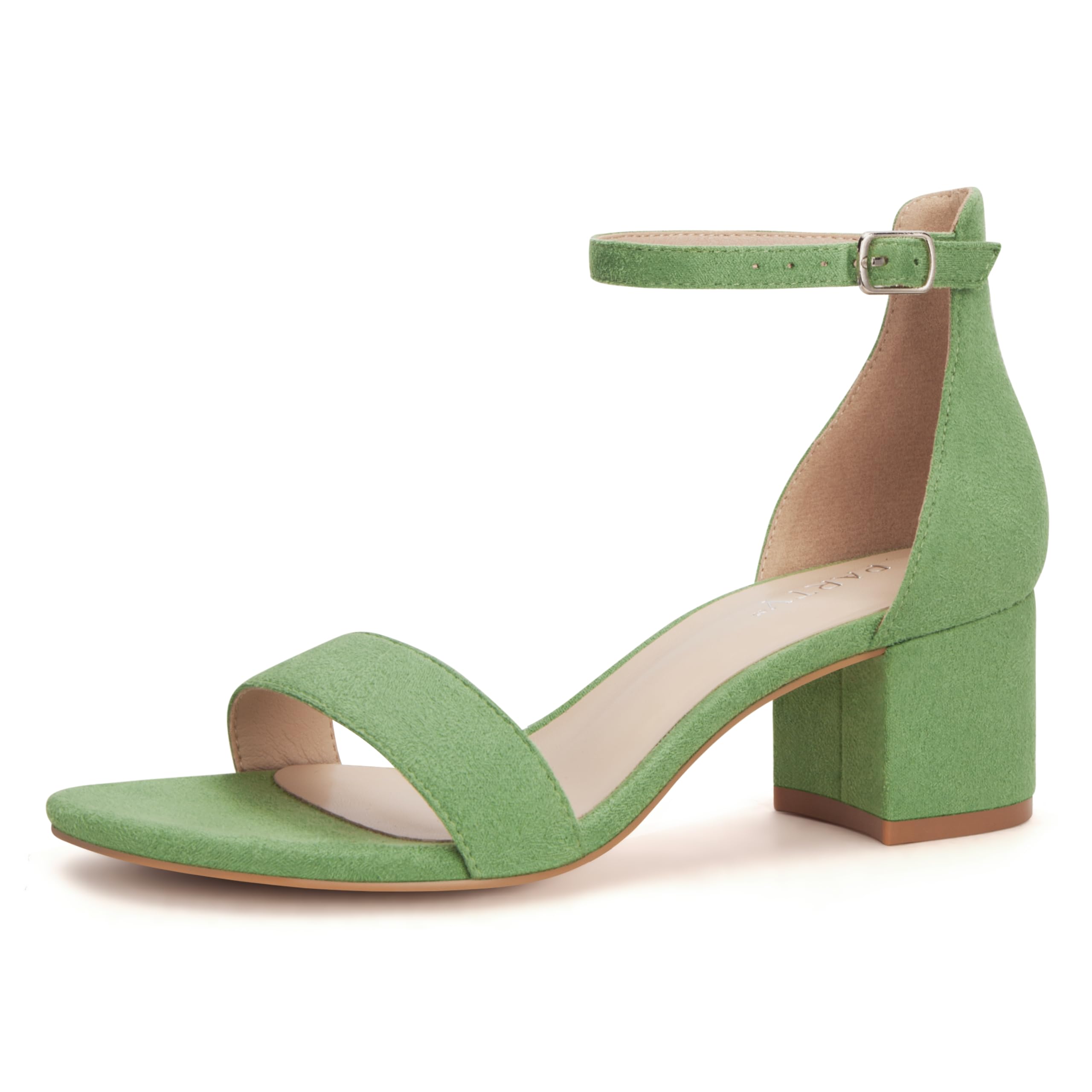 PARTY Womens Open Toe Ankle Strap Low Block Solid Heels Sandals