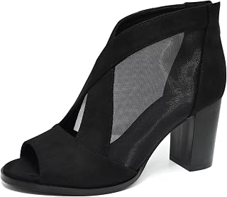 Cut Out Mesh Sandals High Block Heels Peep Toe Summer Ankle Boots