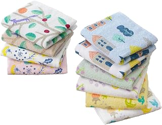Kosugizen SV-2013-10 Face Towel, Well Printed Towel, Nordic Style, 5 Patterns, 2 Colors x 1, 13.4 x 31.5 inches (34 x 80 cm), Easy to Dry, Thin Type, Bulk Pack of 10