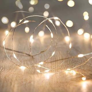 ANJAYLIA Battery Operated Fairy String Lights, 10Ft 30 LEDs, Warm White | Silver wire, Battery Powered Mini Fairy Lights for Indoor decor, Party, Wedding, Christmas & Wreaths, Garland