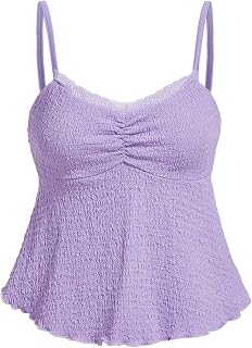 SOLY HUX Women's Peplum Ruched Flowy Spaghetti Strap Tank Camisole Tops