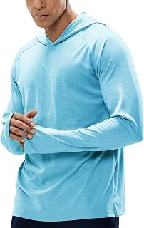 MIER Camisas con capucha para hombre de manga larga, Azul (Sky Blue), Small