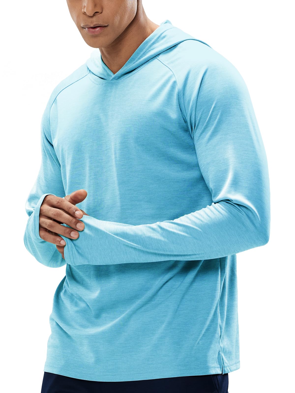 MIER Camisas con capucha para hombre de manga larga, Azul (Sky Blue), Small