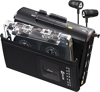 K8 Cassette Player with F1 Headphones, Portable Recorder, AM FM Radio | Includes a Built-in Microphone and Speaker, Plus Audio Jack for Private Listening - Black, Runs on Batteries or AC Power
