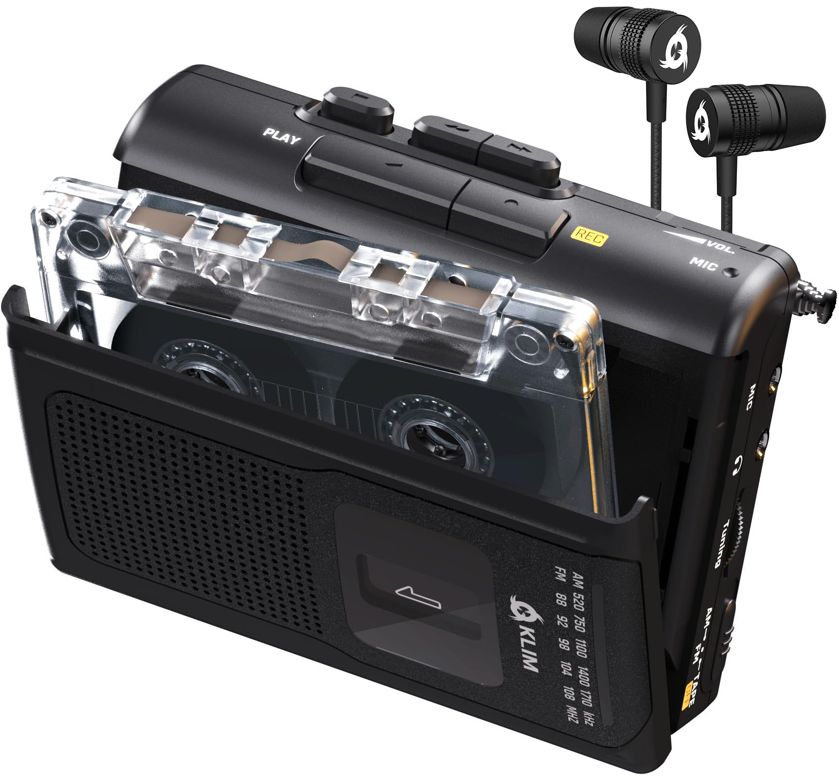 K8 Cassette Player with F1 Headphones, Portable Recorder, AM FM Radio | Includes