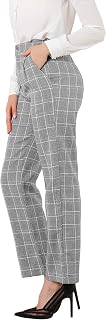 Allegra K Women's Plaid Pants Elastic Waist Casual Work Long Trousers
