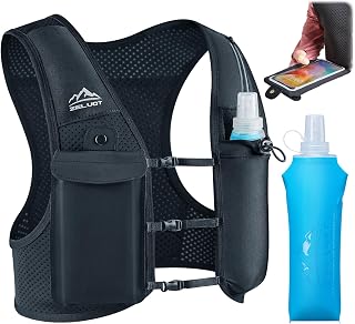 Zelvot Running Vest for Women Men, Touchscreen Phone Pocket | Lightweight Hydration Vest, 500ml Soft Flask, Adjustable Fit, US Patent, Reflective Strip, for Marathon, Hiking, Cycling