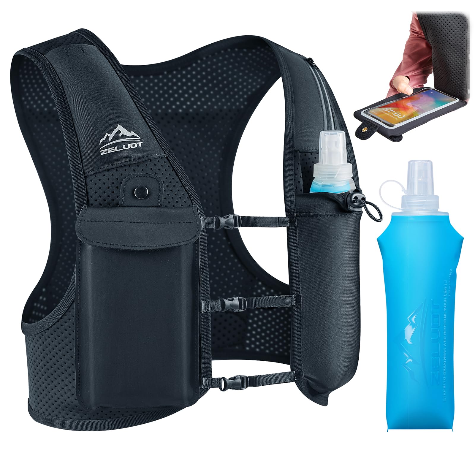 Zelvot Running Vest for Women Men, Touchscreen Phone Pocket | Lightweight Hydrat