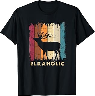 Wildlife Buck Elk Hunting Hunter Deer Silhouette Elkaholic T-Shirt