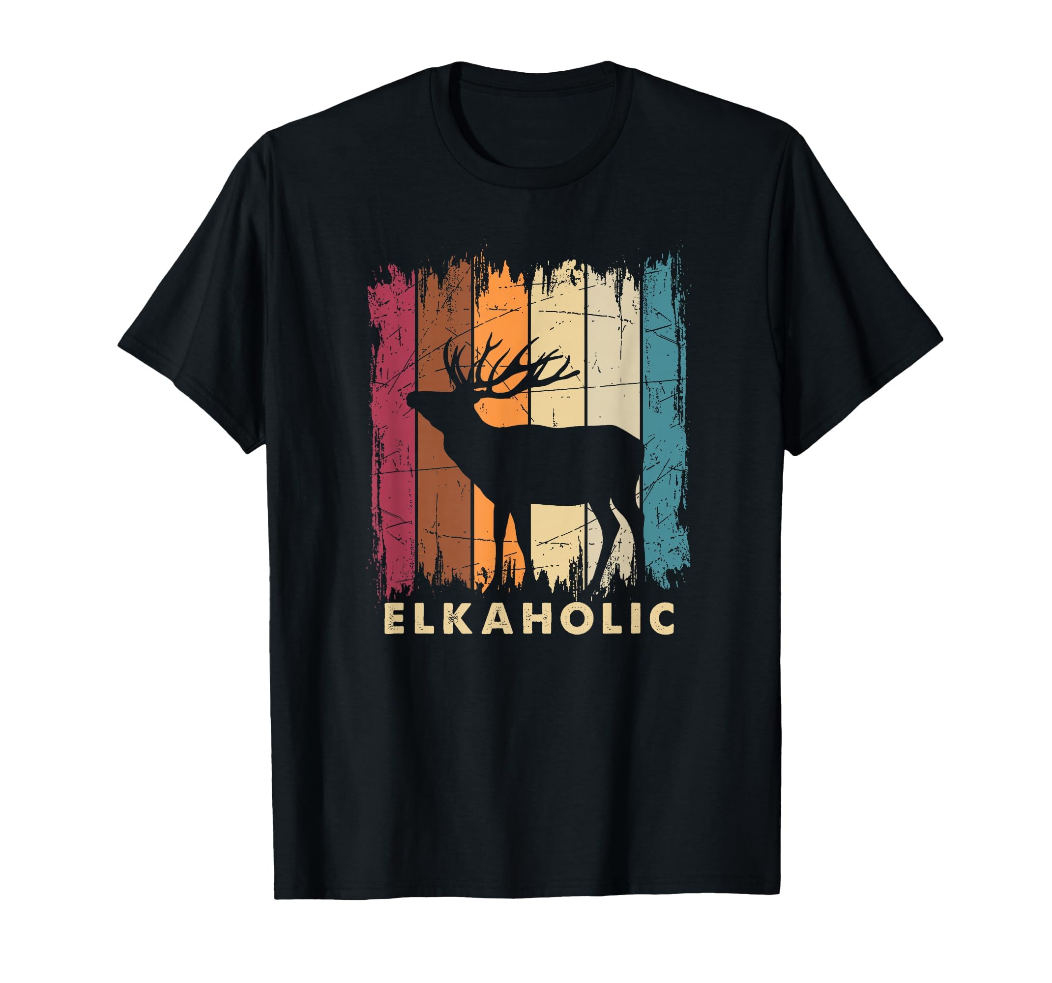 Wildlife Buck Elk Hunting Hunter Deer Silhouette Elkaholic T-Shirt
