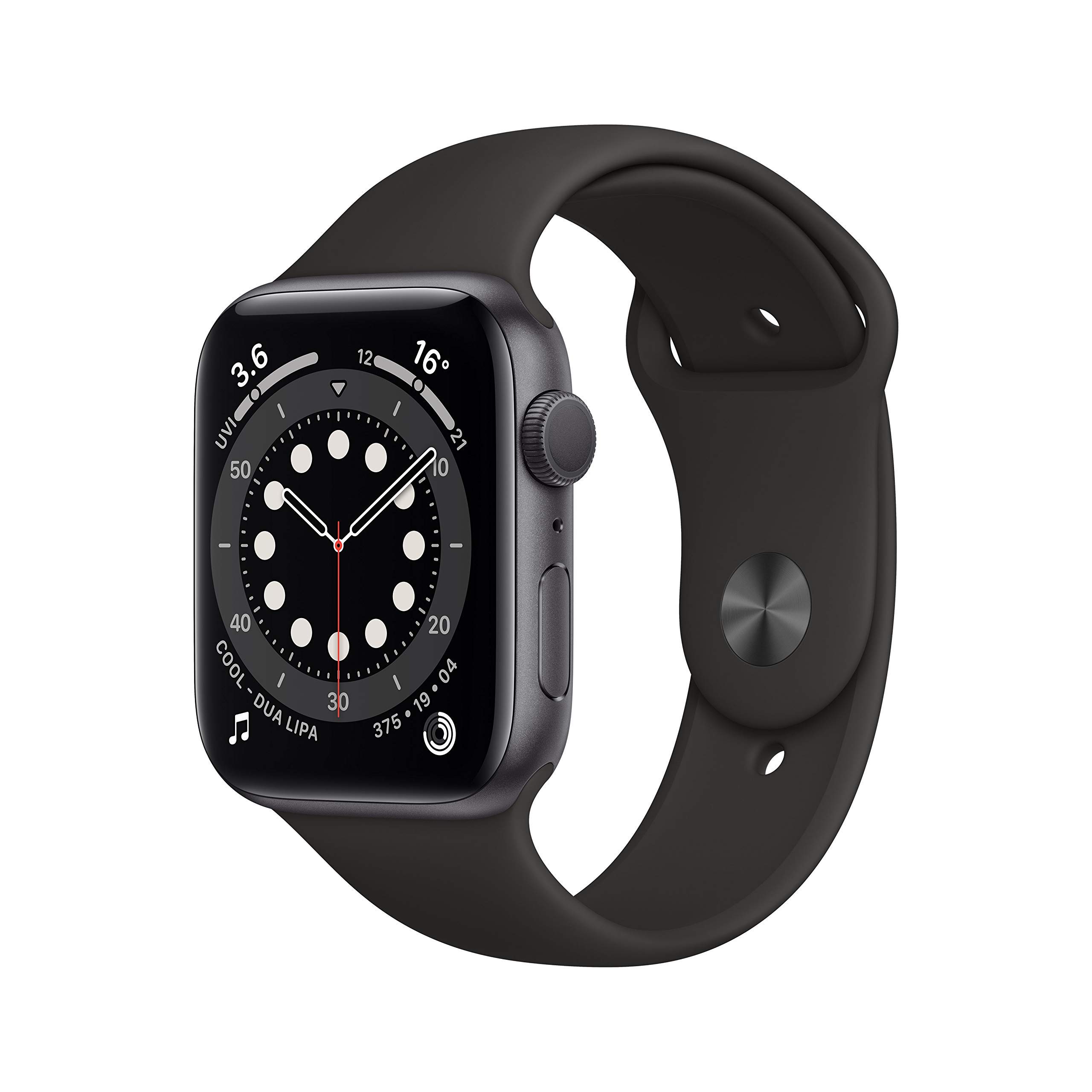 Apple Watch Series 6 (GPS, 44mm) Space Grey Aluminium Case with Black Sport Band