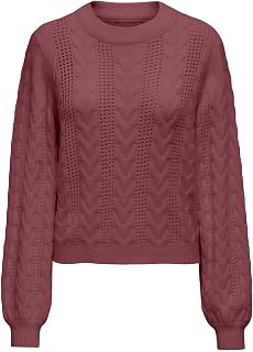 ONLY Onlrubina Ls Câble O-Neck Nca KNT Pull en Tricot Femme