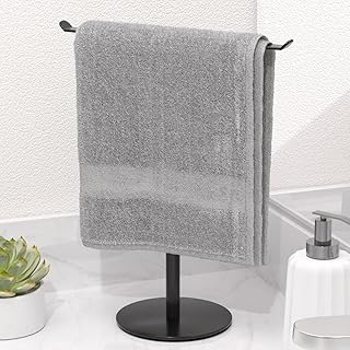 Towel Rack T-Shape Hand Towel Holder for Bathroom, Lightweight Bathroom Towel Racks, Kitchen Towel Rack Black, Stainless Steel Waterproof Bathroom Counter Organizer
