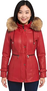 Infinity Leather Women's Genuine Fur Parka: Trench Coat with Detachable Hood and Fur Lining