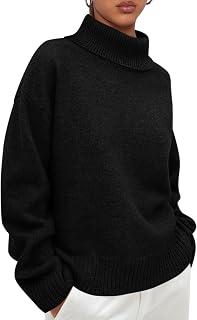 PRETTYGARDEN Women Sweater Turtleneck Long Sleeve 2025 Autumn Fashion Loose Fit Casual Tops Chunky Knit Pullover