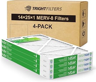 TRIGHTFILTERS 14x25x1 Air Filter 4 Pack, MERV 8 Filter Replacement | Dust & Allergy Defense, Durable Pleated Home HVAC AC Furnace Filters, Lightweight Compact Air Conditioner Filter Replacement