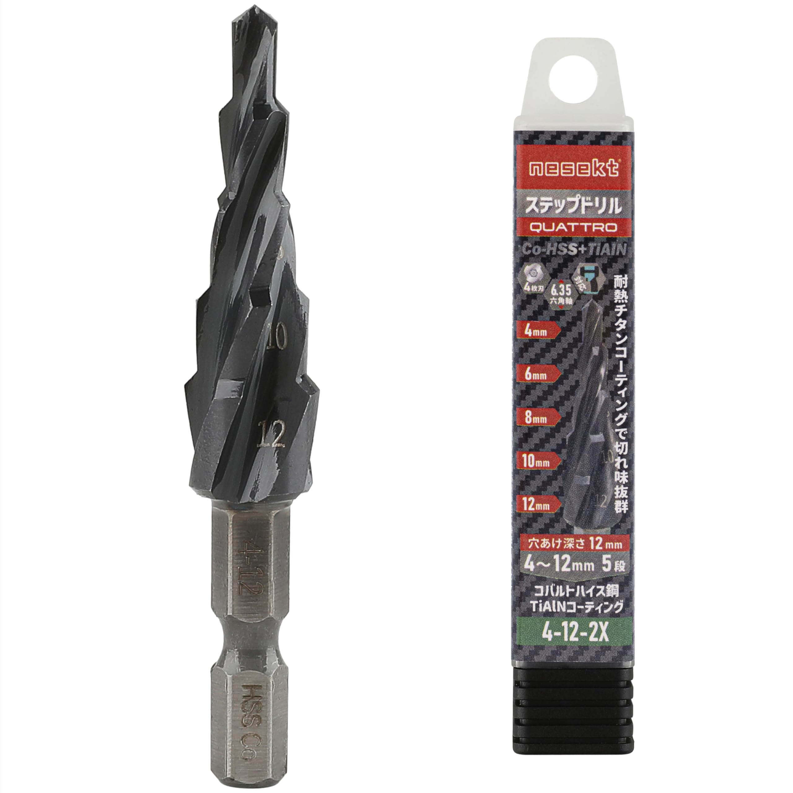 Nesekt Step Drill 6.35mm Hex Shank Titanium Coating Impact Compatible [Japan Dom