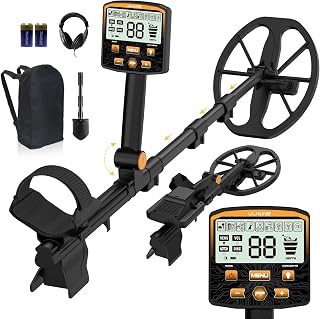 ULHUND Metal Detector for Adults, Professional Foldable Waterproof Metal Detector with 11" IP68 DD Coil, Internal Coil Design, Backlit LCD Target ID, 12.8" Deep Search Gold Detector for Beach & Yard