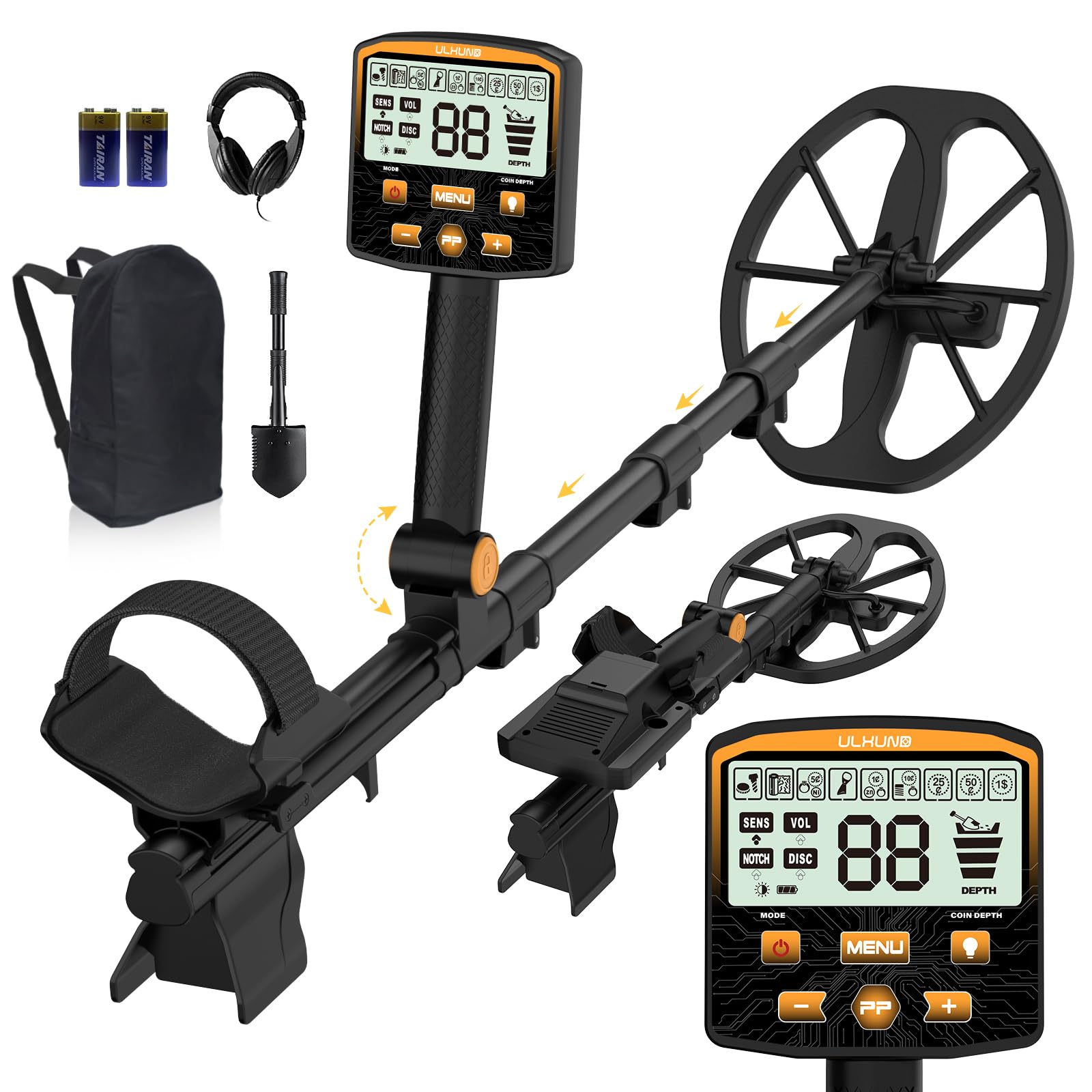 ULHUND Metal Detector for Adults, Professional Foldable Waterproof Metal Detecto