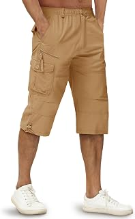 TACVASEN Men's Casual Cargo Shorts 100% Cotton Military Shorts with Multiple Pockets