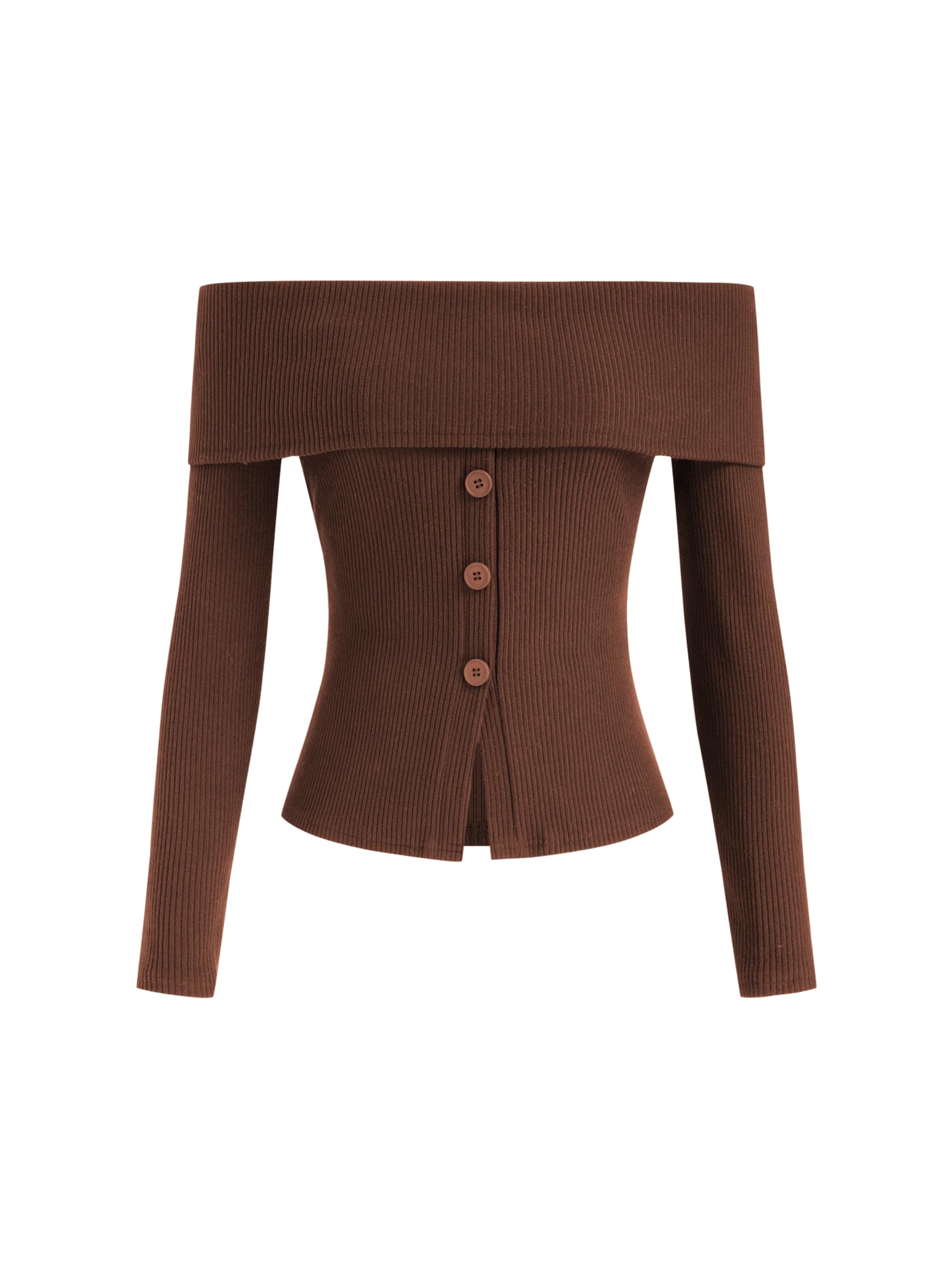 CIDER Top corto in maglia con spalle scoperte Top alla moda con bottoni a costin