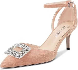 Castamere Women's High High Heel Pointed Toe Pumps Ankle Strap Diamond Crystal 6.5 CM Heels